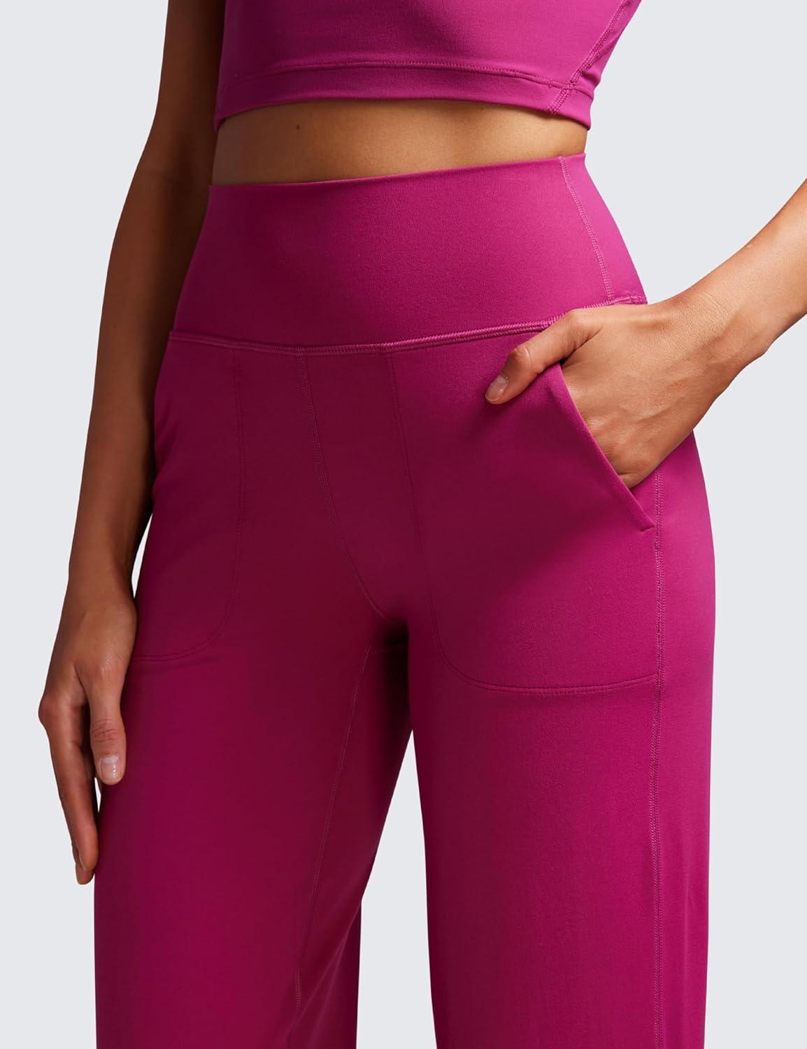 imageCRZ YOGA Womens Butterluxe High Waist Wide Leg Pants with Pockets 31quot  Buttery Soft Comfy Casual Yoga LoungeMagenta Purple