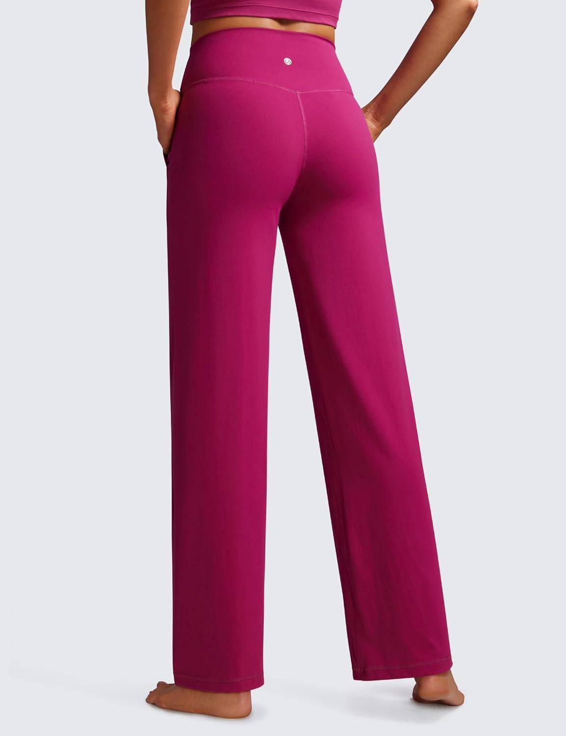 imageCRZ YOGA Womens Butterluxe High Waist Wide Leg Pants with Pockets 31quot  Buttery Soft Comfy Casual Yoga LoungeMagenta Purple