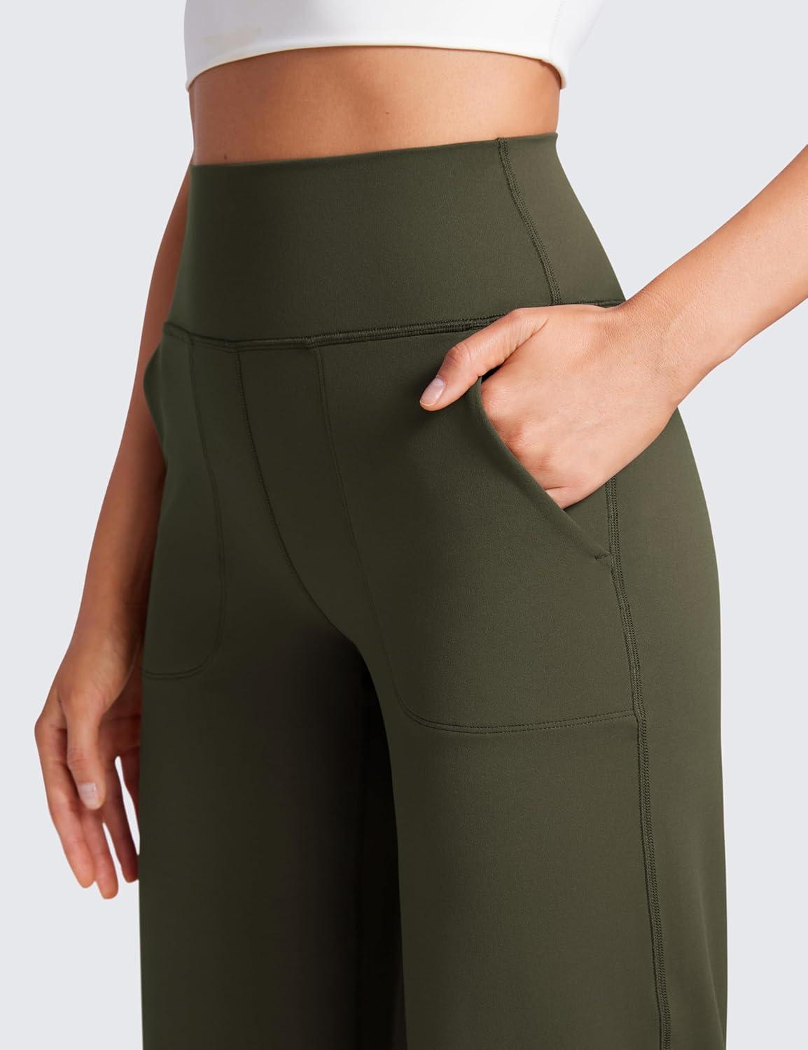 imageCRZ YOGA Womens Butterluxe High Waist Wide Leg Pants with Pockets 31quot  Buttery Soft Comfy Casual Yoga LoungeOlive Green