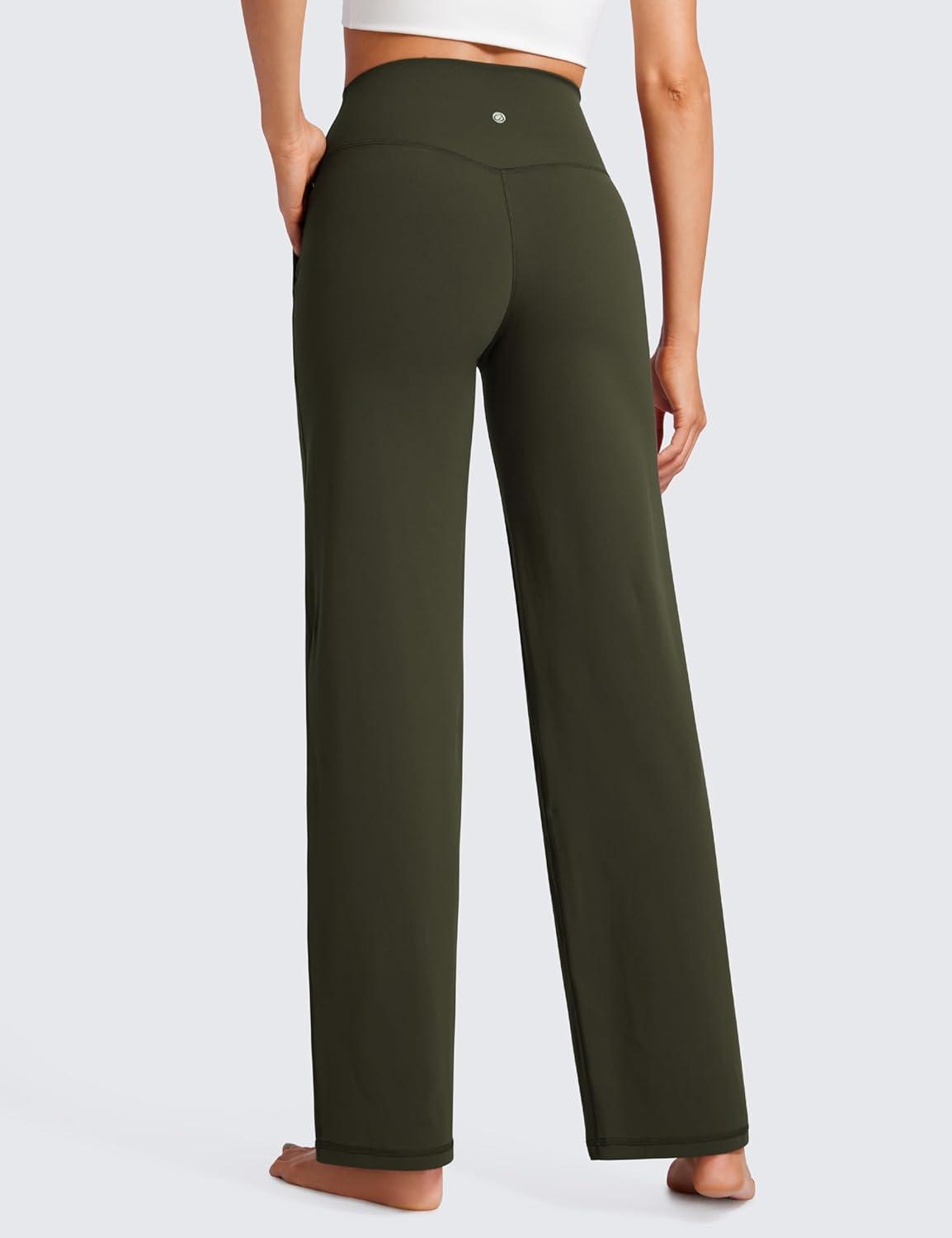 imageCRZ YOGA Womens Butterluxe High Waist Wide Leg Pants with Pockets 31quot  Buttery Soft Comfy Casual Yoga LoungeOlive Green