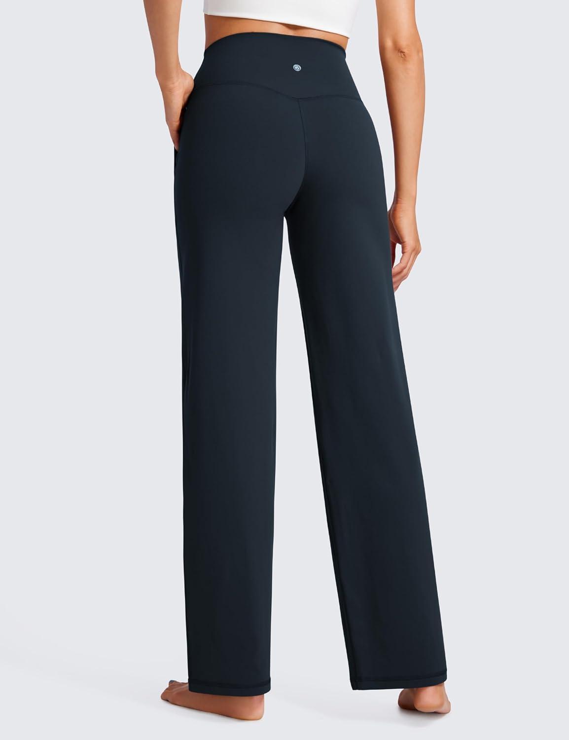 imageCRZ YOGA Womens Butterluxe High Waist Wide Leg Pants with Pockets 31quot  Buttery Soft Comfy Casual Yoga LoungeTrue Navy