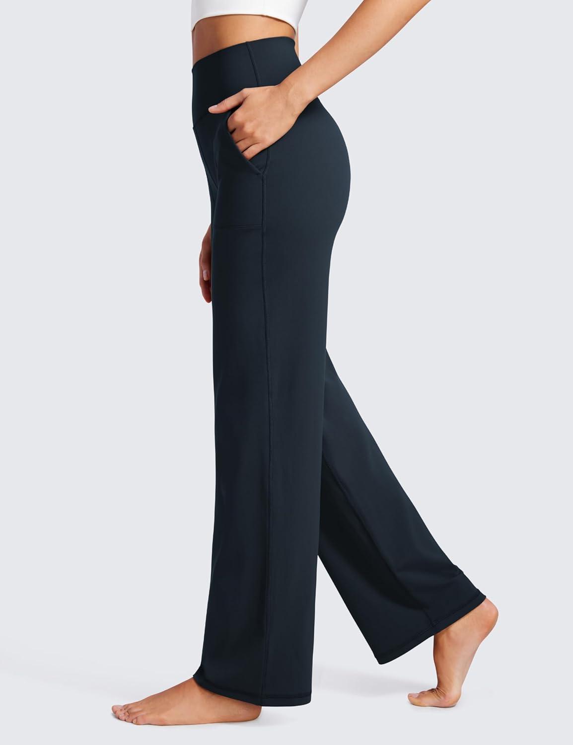 imageCRZ YOGA Womens Butterluxe High Waist Wide Leg Pants with Pockets 31quot  Buttery Soft Comfy Casual Yoga LoungeTrue Navy