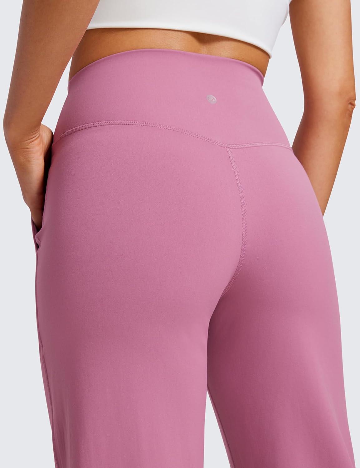 imageCRZ YOGA Womens Butterluxe High Waist Wide Leg Pants with Pockets 31quot  Buttery Soft Comfy Casual Yoga LoungeVelvet Dust
