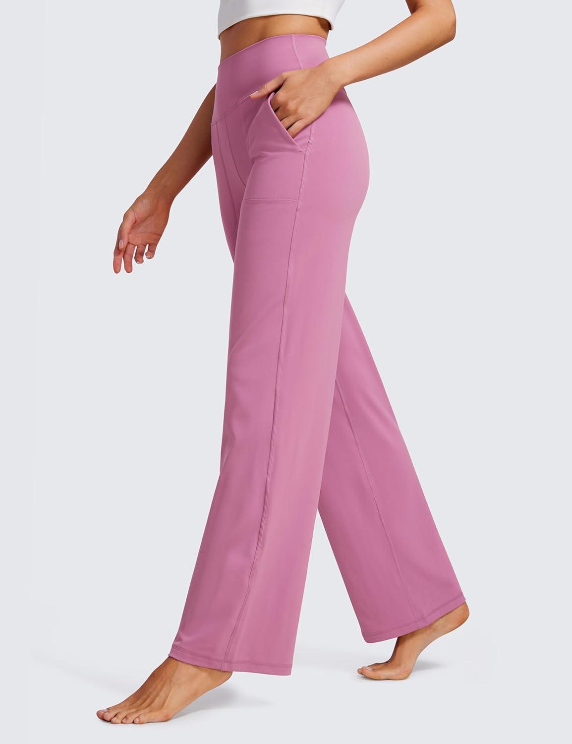 imageCRZ YOGA Womens Butterluxe High Waist Wide Leg Pants with Pockets 31quot  Buttery Soft Comfy Casual Yoga LoungeVelvet Dust