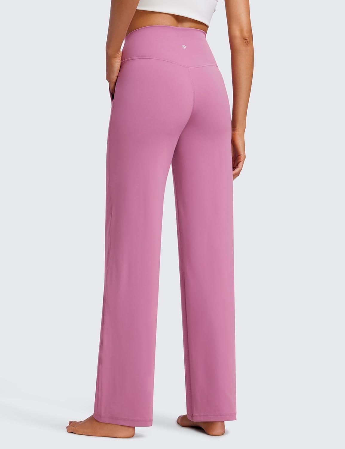 imageCRZ YOGA Womens Butterluxe High Waist Wide Leg Pants with Pockets 31quot  Buttery Soft Comfy Casual Yoga LoungeVelvet Dust