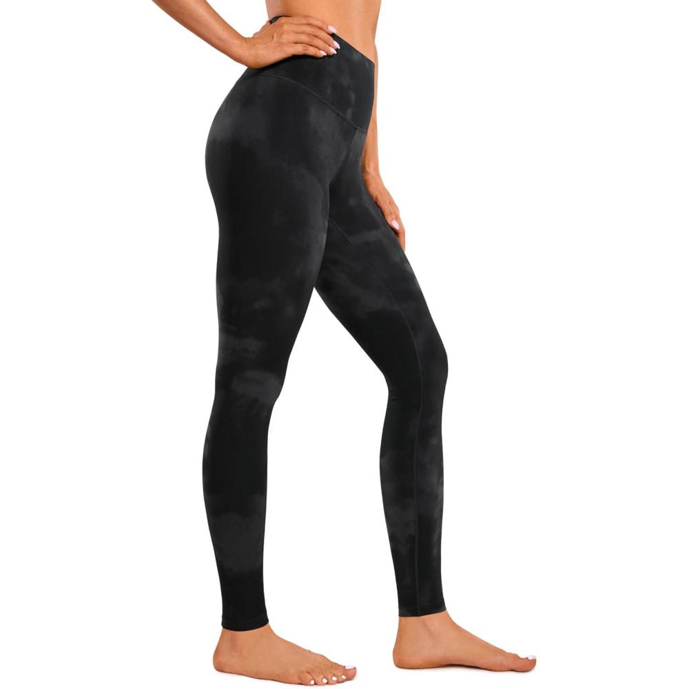 imageCRZ YOGA Butterluxe Extra Long Leggings for Tall Women 31 Inches  High Waisted Athletic Workout Soft Yoga PantsBlack Tie Dye Flowers