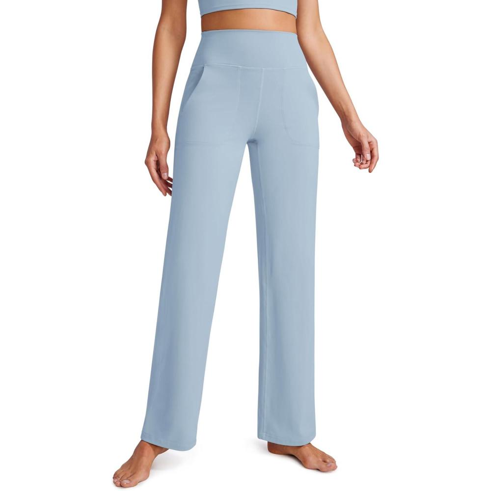 imageCRZ YOGA Womens Butterluxe High Waist Wide Leg Pants with Pockets 31quot  Buttery Soft Comfy Casual Yoga LoungeCambric Blue