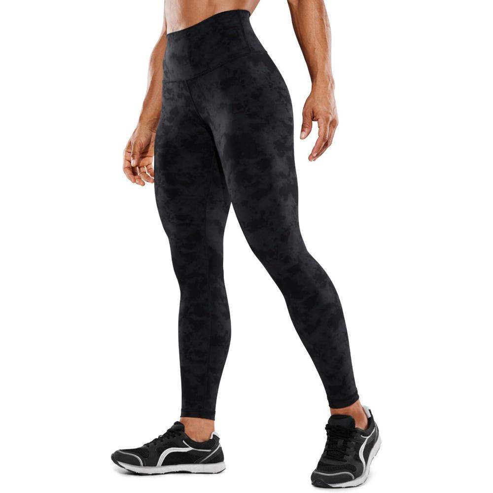 imageCRZ YOGA Womens Hugged Feeling Compression Leggings 28 Inches  High Waist Thick Tummy Control Workout PantsTie Dye Smoke Ink