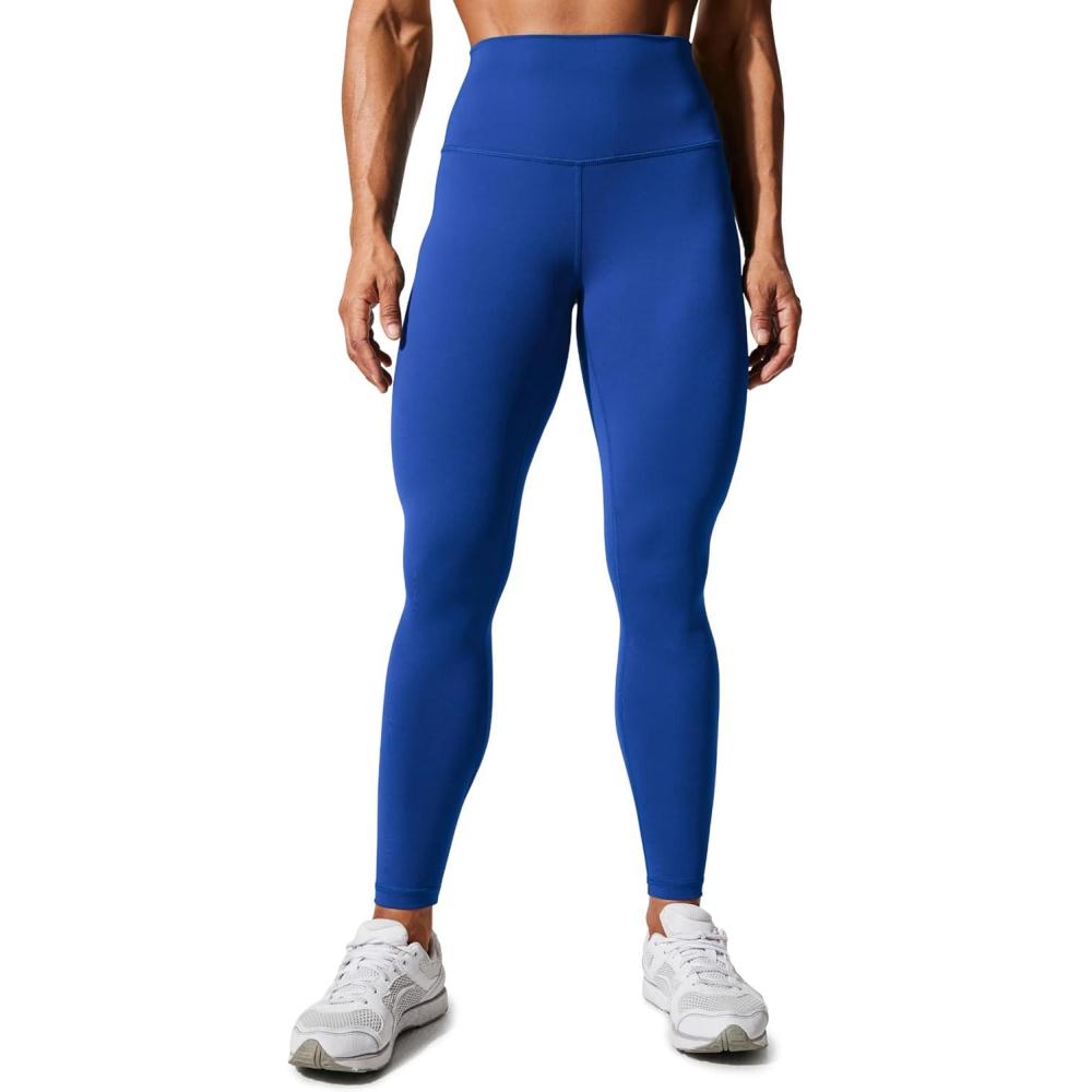 imageCRZ YOGA Womens Hugged Feeling Compression Leggings 28 Inches  High Waist Thick Tummy Control Workout PantsWaves Blue