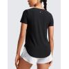imageCRZ YOGA Cloudweight Short Sleeve Shirts for Women Side Slit Workout Tops Lightweight Athletic Basic Crewneck TShirtsBlack