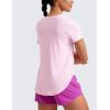 imageCRZ YOGA Cloudweight Short Sleeve Shirts for Women Side Slit Workout Tops Lightweight Athletic Basic Crewneck TShirtsPink Peony