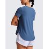 imageCRZ YOGA Cloudweight Short Sleeve Shirts for Women Side Slit Workout Tops Lightweight Athletic Basic Crewneck TShirtsPitch Blue