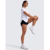 imageCRZ YOGA Cloudweight Short Sleeve Shirts for Women Side Slit Workout Tops Lightweight Athletic Basic Crewneck TShirtsWhite