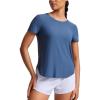 imageCRZ YOGA Cloudweight Short Sleeve Shirts for Women Side Slit Workout Tops Lightweight Athletic Basic Crewneck TShirtsPitch Blue