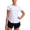 imageCRZ YOGA Cloudweight Short Sleeve Shirts for Women Side Slit Workout Tops Lightweight Athletic Basic Crewneck TShirtsWhite