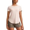imageCRZ YOGA Cloudweight Short Sleeve Shirts for Women Side Slit Workout Tops Lightweight Athletic Basic Crewneck TShirtsWhite Opal