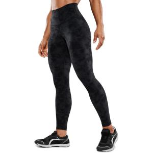 imageCRZ YOGA Womens Hugged Feeling Compression Leggings 28 Inches  High Waist Thick Tummy Control Workout PantsTie Dye Smoke Ink