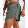 imageCRZ YOGA 2 in 1 Running Shorts for Men 4 Side Split Dolphin Quick Dry for Athletic Gym Workout with Zip PocketGrey Sage