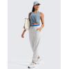 imageCRZ YOGA Pima Cotton High Neck Cropped Tank Tops for Women Crop Athletic Gym Workout Sleeveless ShirtsBelgian Blue