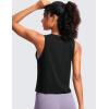 imageCRZ YOGA Pima Cotton High Neck Cropped Tank Tops for Women Crop Athletic Gym Workout Sleeveless ShirtsBlack