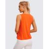 imageCRZ YOGA Pima Cotton High Neck Cropped Tank Tops for Women Crop Athletic Gym Workout Sleeveless ShirtsCoral