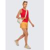 imageCRZ YOGA Pima Cotton High Neck Cropped Tank Tops for Women Crop Athletic Gym Workout Sleeveless ShirtsFestival Red