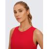 imageCRZ YOGA Pima Cotton High Neck Cropped Tank Tops for Women Crop Athletic Gym Workout Sleeveless ShirtsFestival Red
