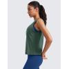 imageCRZ YOGA Pima Cotton High Neck Cropped Tank Tops for Women Crop Athletic Gym Workout Sleeveless ShirtsGraphite Green