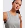 imageCRZ YOGA Pima Cotton High Neck Cropped Tank Tops for Women Crop Athletic Gym Workout Sleeveless ShirtsHeathered Medium Grey