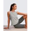 imageCRZ YOGA Pima Cotton High Neck Cropped Tank Tops for Women Crop Athletic Gym Workout Sleeveless ShirtsHeathered Medium Grey