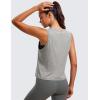 imageCRZ YOGA Pima Cotton High Neck Cropped Tank Tops for Women Crop Athletic Gym Workout Sleeveless ShirtsHeathered Medium Grey