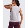 imageCRZ YOGA Pima Cotton High Neck Cropped Tank Tops for Women Crop Athletic Gym Workout Sleeveless ShirtsIced Iris