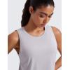 imageCRZ YOGA Pima Cotton High Neck Cropped Tank Tops for Women Crop Athletic Gym Workout Sleeveless ShirtsIced Iris