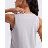 imageCRZ YOGA Pima Cotton High Neck Cropped Tank Tops for Women Crop Athletic Gym Workout Sleeveless ShirtsIced Iris