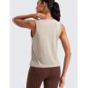 imageCRZ YOGA Pima Cotton High Neck Cropped Tank Tops for Women Crop Athletic Gym Workout Sleeveless ShirtsMojave Tan
