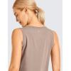imageCRZ YOGA Pima Cotton High Neck Cropped Tank Tops for Women Crop Athletic Gym Workout Sleeveless ShirtsMortar Color