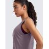 imageCRZ YOGA Pima Cotton High Neck Cropped Tank Tops for Women Crop Athletic Gym Workout Sleeveless ShirtsPurple Gray