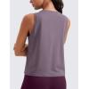 imageCRZ YOGA Pima Cotton High Neck Cropped Tank Tops for Women Crop Athletic Gym Workout Sleeveless ShirtsPurple Gray