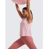 imageCRZ YOGA Pima Cotton High Neck Cropped Tank Tops for Women Crop Athletic Gym Workout Sleeveless ShirtsStrawberry Pink