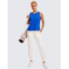 imageCRZ YOGA Pima Cotton High Neck Cropped Tank Tops for Women Crop Athletic Gym Workout Sleeveless ShirtsStrong Blue
