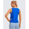 imageCRZ YOGA Pima Cotton High Neck Cropped Tank Tops for Women Crop Athletic Gym Workout Sleeveless ShirtsStrong Blue