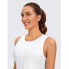 imageCRZ YOGA Pima Cotton High Neck Cropped Tank Tops for Women Crop Athletic Gym Workout Sleeveless ShirtsWhite