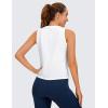 imageCRZ YOGA Pima Cotton High Neck Cropped Tank Tops for Women Crop Athletic Gym Workout Sleeveless ShirtsWhite