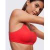 imageCRZ YOGA Softhold Womens Double Lined Bralettes  Scoop Neck Adjustable Straps Unlined Cami Wireless TShirt Everyday BraDeep Red