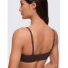 imageCRZ YOGA Softhold Womens Double Lined Bralettes  Scoop Neck Adjustable Straps Unlined Cami Wireless TShirt Everyday BraHot Fudge Brown