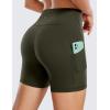 imageCRZ YOGA Womens Butterluxe Biker Shorts with Pockets 5 Inches  High Waisted Volleyball Workout Athletic YogaOlive Green