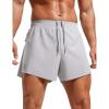 imageCRZ YOGA 2 in 1 Running Shorts for Men 4 Side Split Dolphin Quick Dry for Athletic Gym Workout with Zip PocketGull Gray
