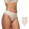 imageCRZ YOGA Soft High Rise Thongs for Women  Sexy Tagless Comfortable Panties Smooth Stretch Breathable Ladies Underwear 3 PackMojave Tan 23pack