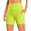 imageCRZ YOGA Womens Butterluxe Biker Shorts with Pockets 5 Inches  High Waisted Volleyball Workout Athletic YogaNeon Yellow
