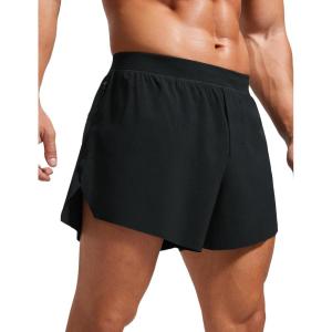 imageCRZ YOGA 2 in 1 Running Shorts for Men 4 Side Split Dolphin Quick Dry for Athletic Gym Workout with Zip PocketBlack